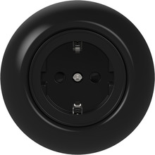 Vägguttag 1-vägs Jordat Svart Renova Schneider Electric